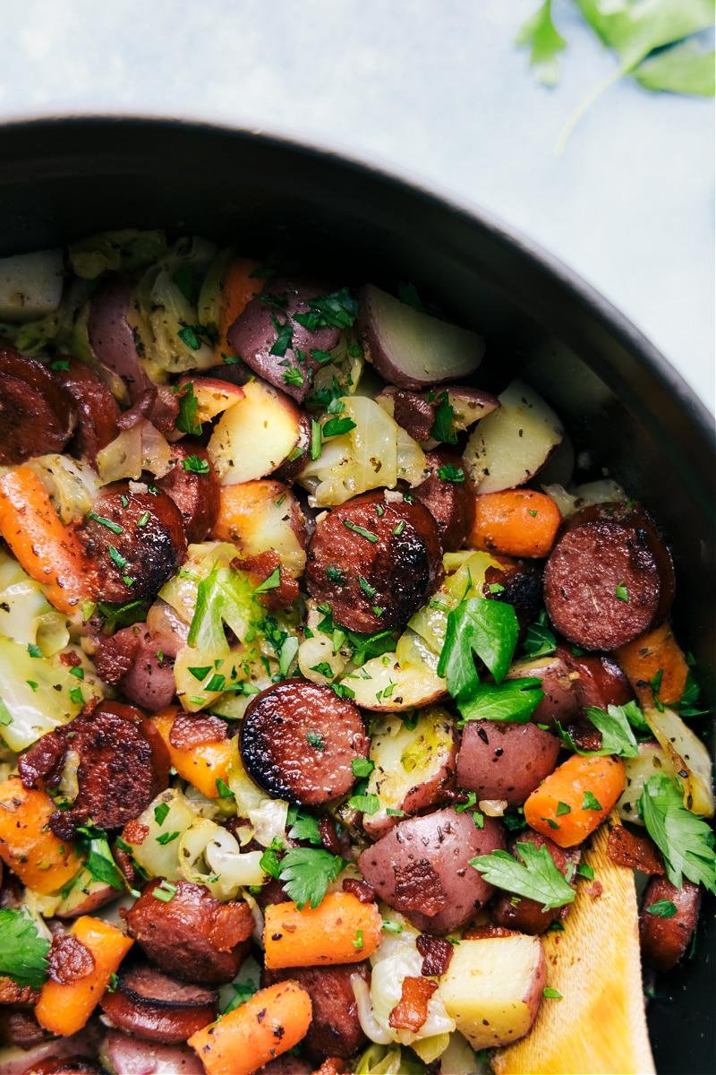 Cabbage Potatoes and Sausage (ONE Pot) - Chelsea's Messy Apron