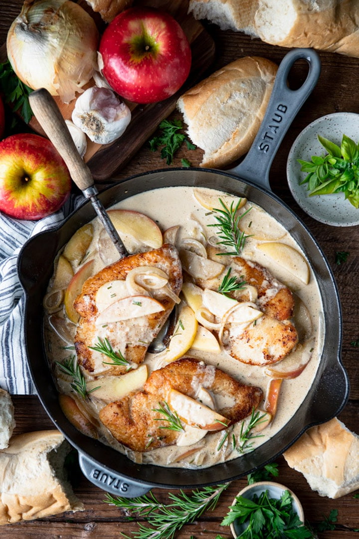Skillet Chicken with Apples and Onions - The Seasoned Mom