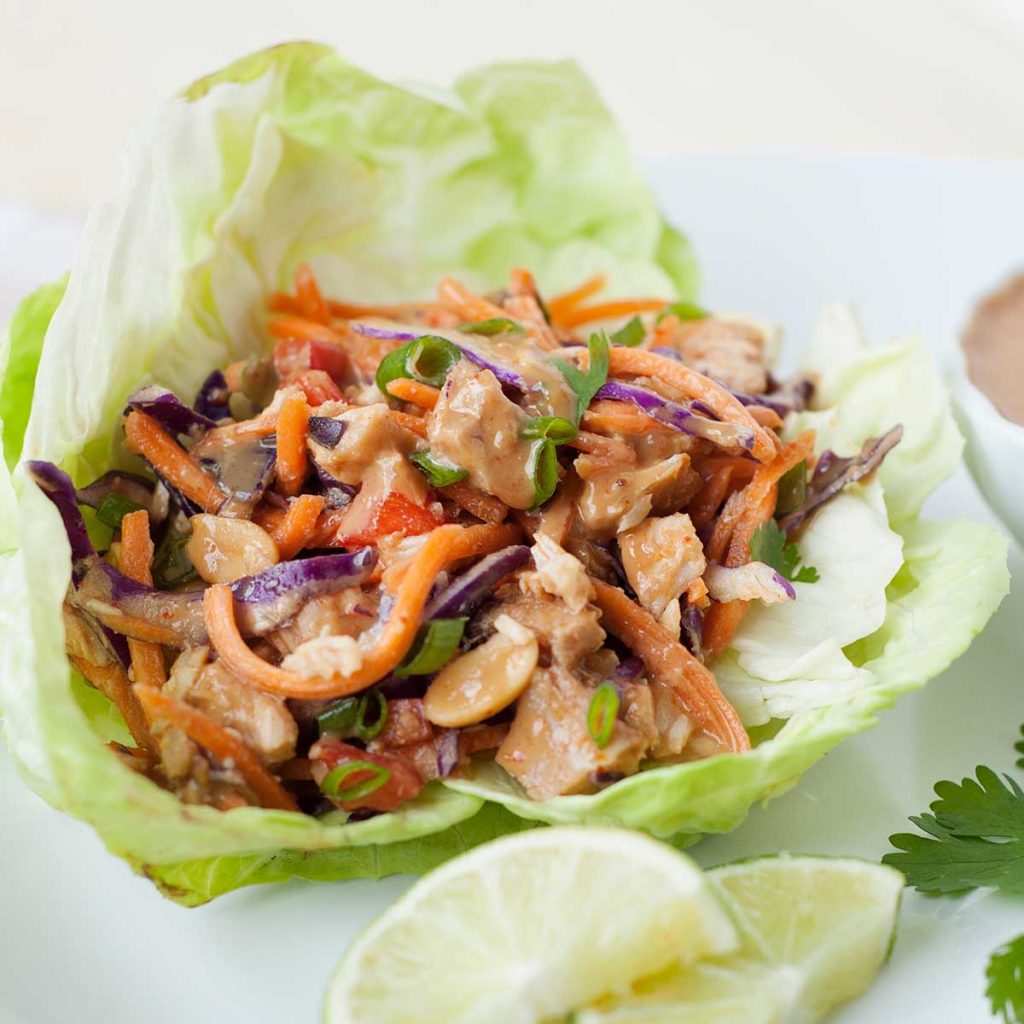 Healthy Thai Chicken Lettuce Wraps | Laura Fuentes