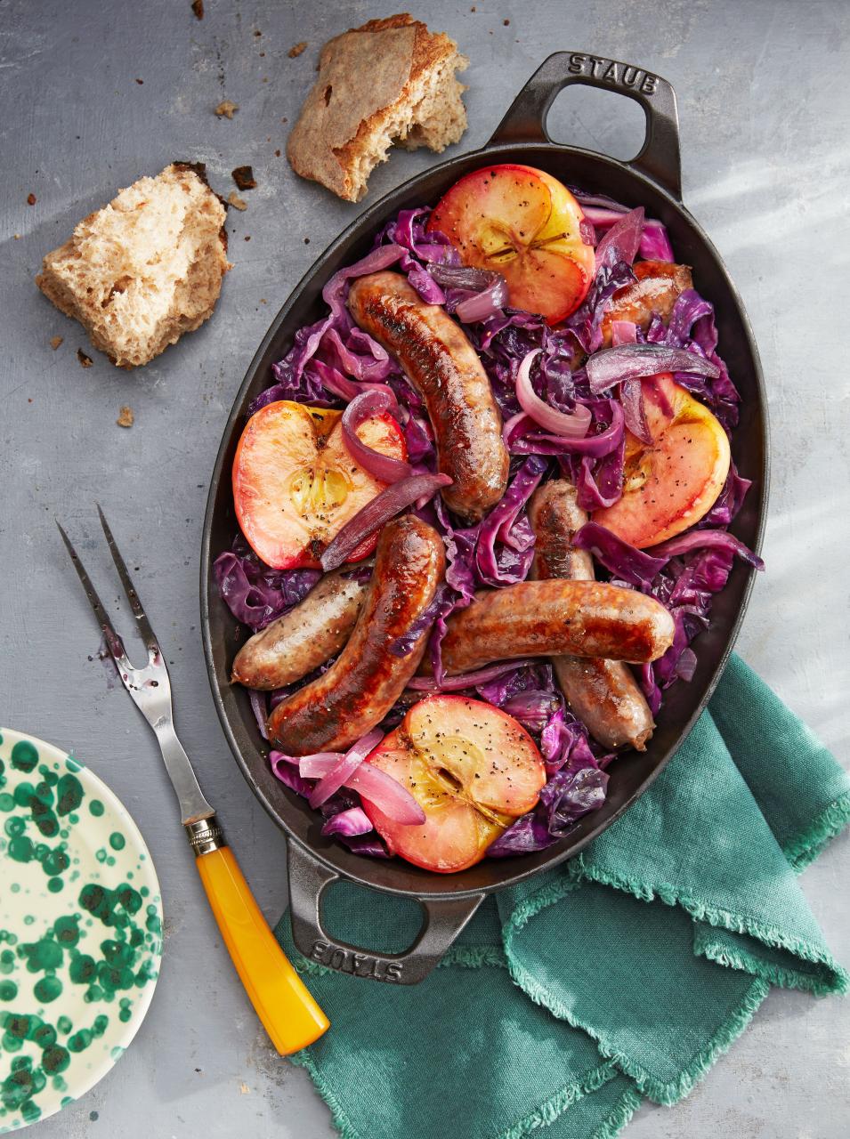 Best Seared Sausage with Cabbage and Pink Lady Apples Recipe - How to Make  Seared Sausage with Cabbage and Pink Lady Apples