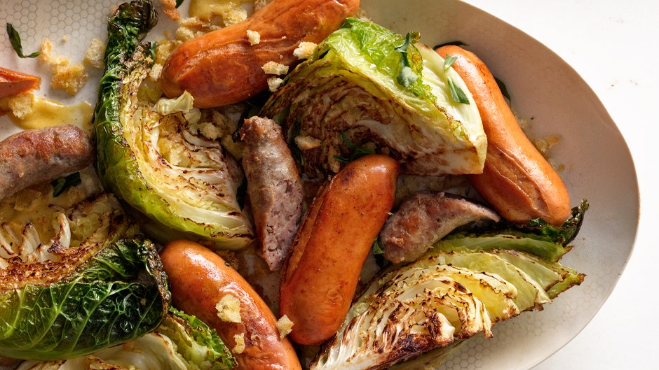 Seared Savoy Cabbage with Mixed Sausages Recipe | Bon Appétit